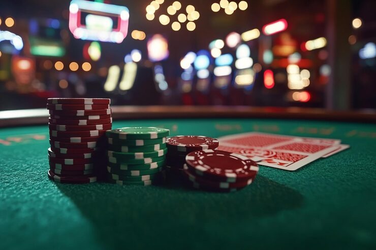 Multiplayer BandarQ table at mythic showing betting layout and dealer